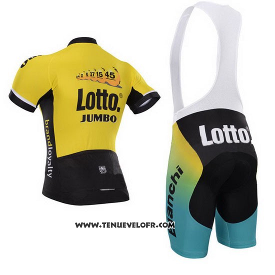 2015 Maillot Ciclismo Lotto NL Jumbo Noir et Jaune Manches Courtes et Cuissard